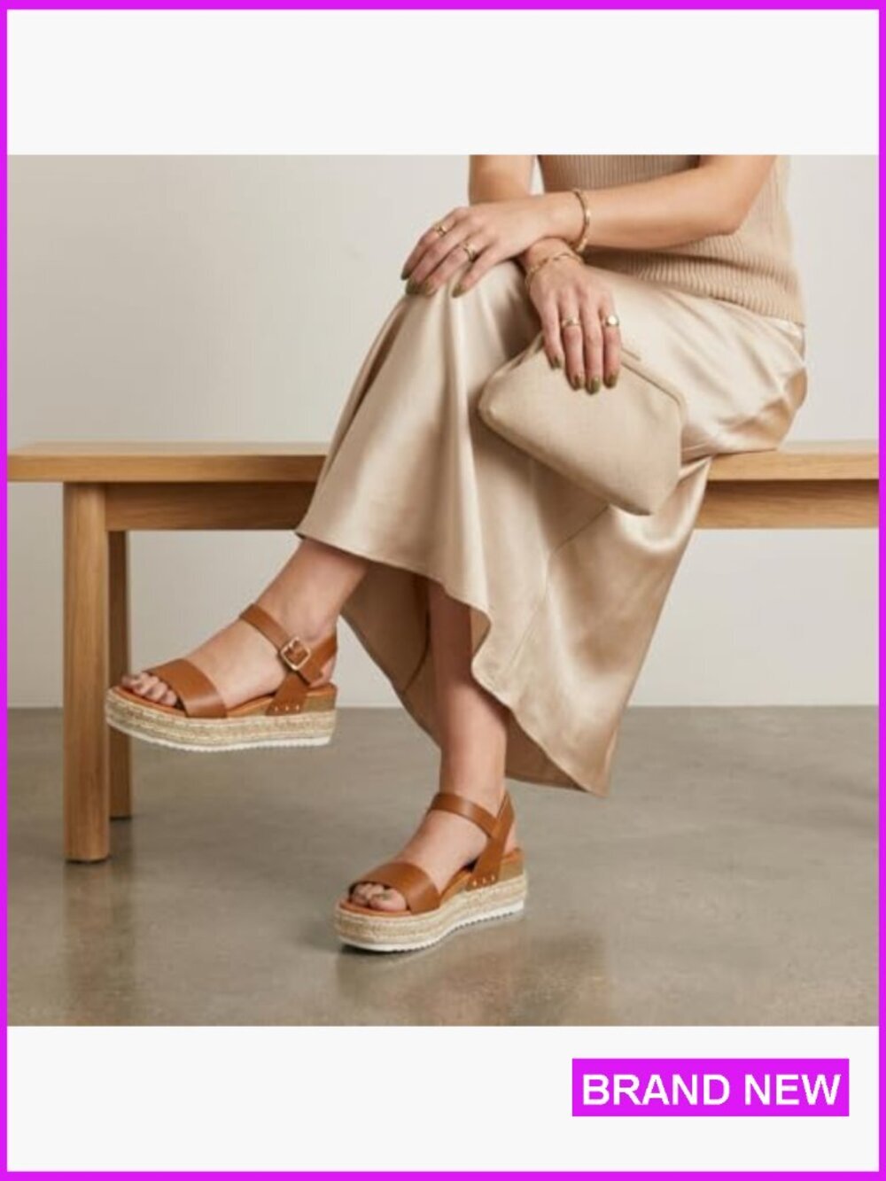 Espadrille Platform Sandals Wedge Heel Adjustable Ankle Strap Memory Foam - Picture 3 of 7